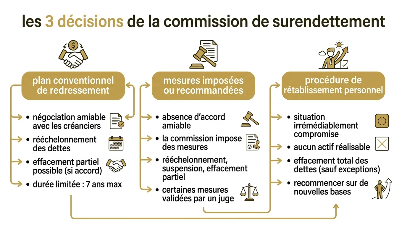 Les 3 décisions de la commission de surendettement